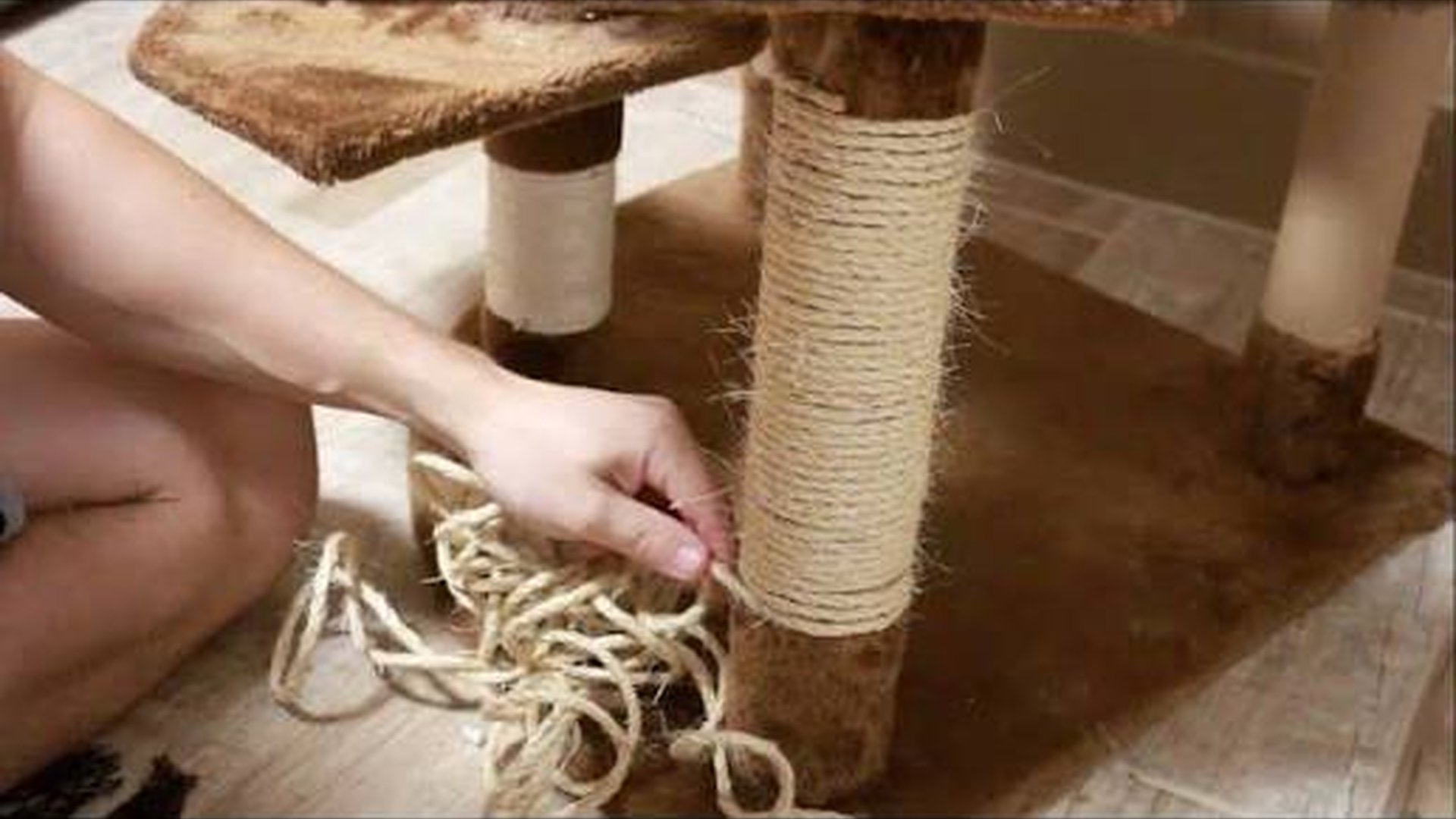 cat tree scratching post worn rope cleaning fabric