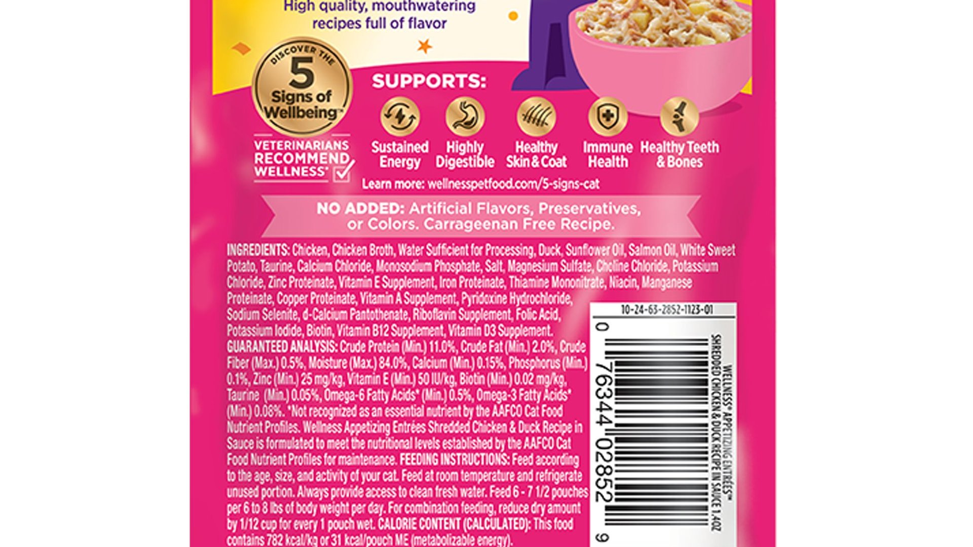 cat food bag ingredient list nutrition label close